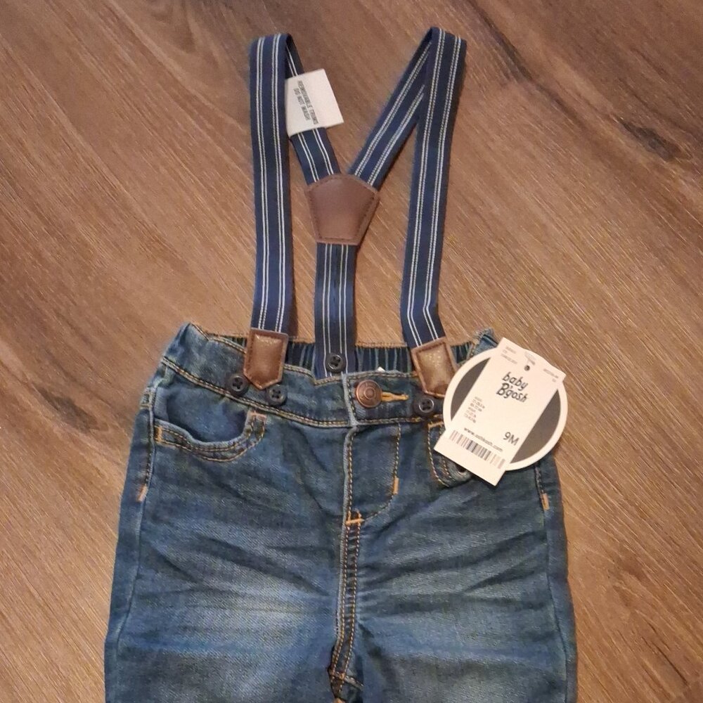 Brand new OshKosh baby boy jeans with suspenders